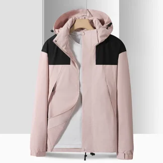 Plus Size Trendy Outdoor Hooded Jacket Thin Climbing Rainproof Windproof Women's Warm Outerwear Polyester Fabric Street Style...