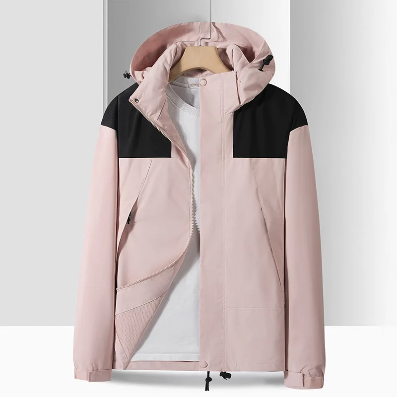 Plus Size Trendy Outdoor Hooded Jacket Thin Climbing Rainproof Windproof Women's Warm Outerwear Polyester Fabric Street Style...