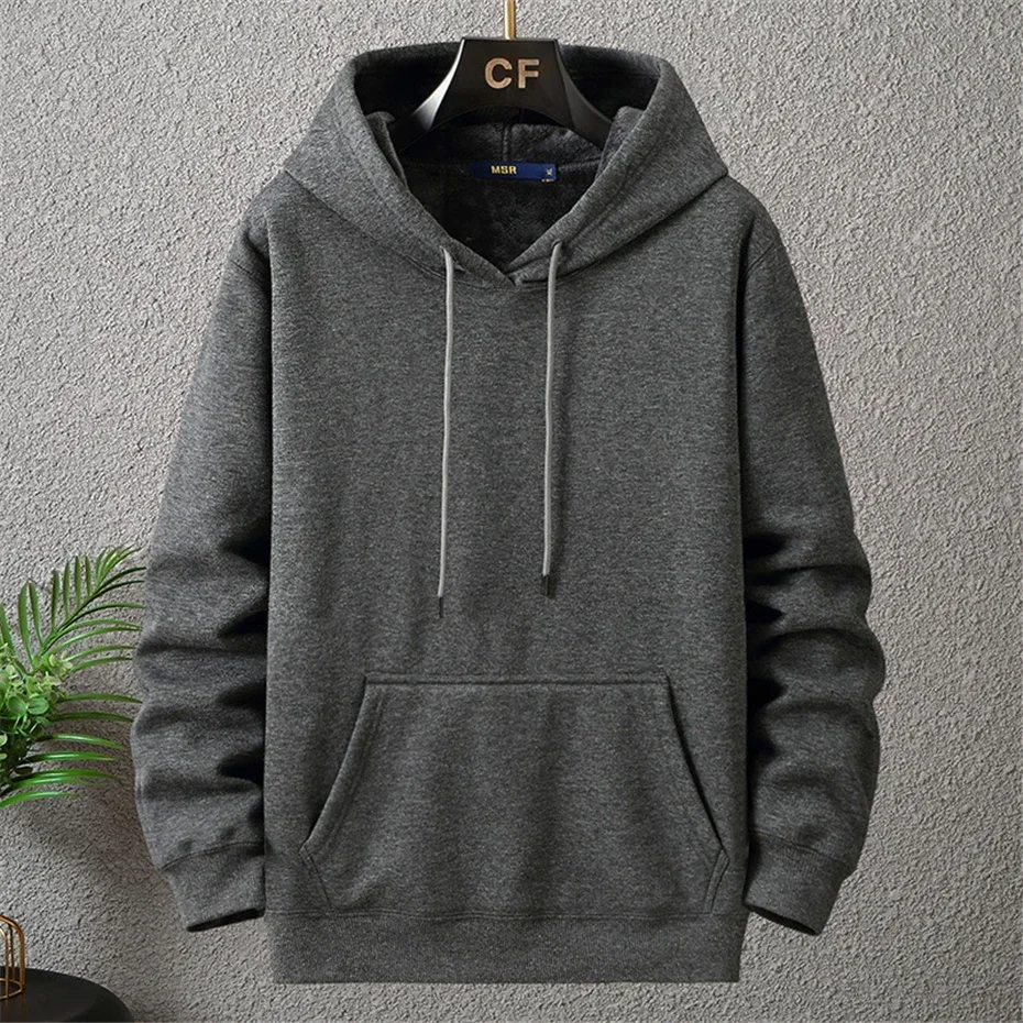 Large Size Men's Hoodie Jacket Hooded Long Sleeve Thick Warm Fleece Lined Sweatshirt Male Casual Winter 10XL 12XL Extra Big Plus - Image 3