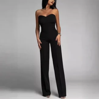 2025 Spring and Summer New Women's Sexy Slimming Strapless Straight Legged Jumpsuit