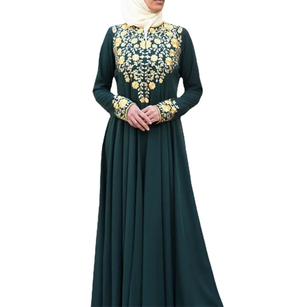 Muslim Abayas for Women Casual Middle Eastern Simple Ethnic Style Print Fashion Abaya Muslim Dress Dubai Turkey Islam Clothes - Image 5