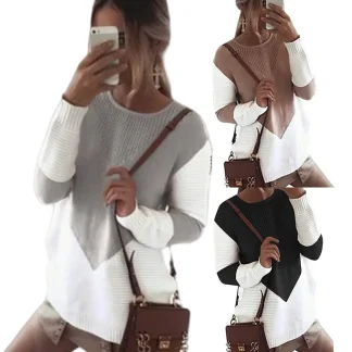 Autumn Winter Women's Knitted Long Sleeve Sweater Floral Embroidery Loose Fit round Neck Pullover Fashionable Street Style