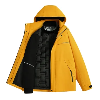 Winter Outdoor Hiking Down Jackets for Men Fashion 3 in 1 Hooded Camping Coats Thicken Warm Windproof Male Clothes High Quality