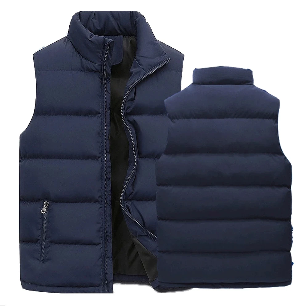 Mens Vest Jacket Warm Sleeveless Jackets Winter Waterproof Zipper Coat Autumn Stand-up Collar Casual Waistcoat Brand Clothing - Image 4