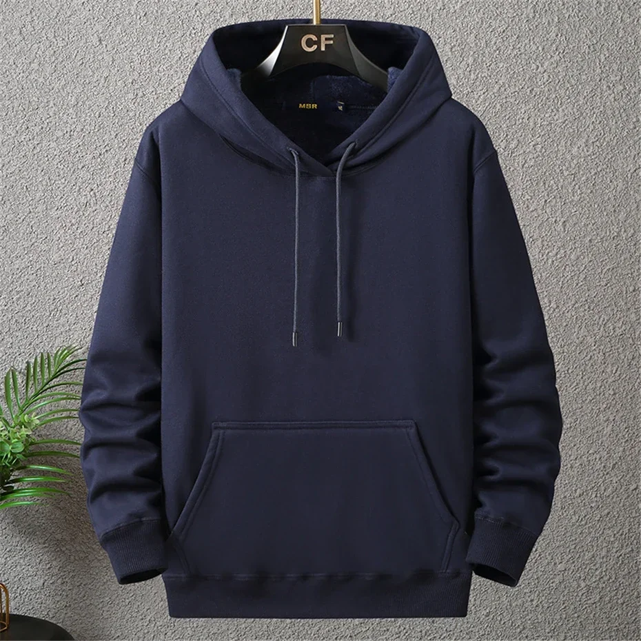 Large Size Men's Hoodie Jacket Hooded Long Sleeve Thick Warm Fleece Lined Sweatshirt Male Casual Winter 10XL 12XL Extra Big Plus - Image 4