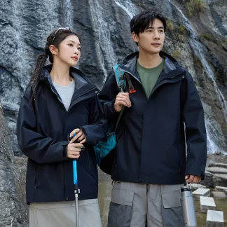 Outdoor Cycling Mountain Climbing Camping Three in One Waterproof Windproof Couple's Thick Warm and Comfortable Casual Jacket