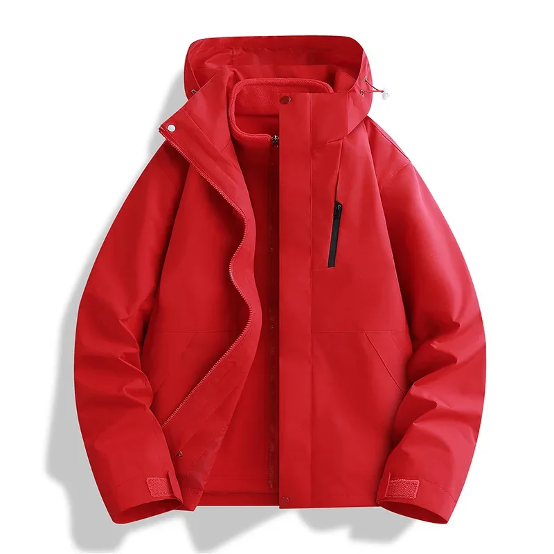 Outdoor Women's Three-in-One Detachable Waterproof Jacket And Pants Two-Piece Set New Trend Autumn Winter Fashionable Clothing