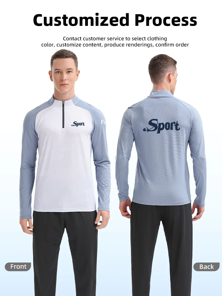 Half Zip Autumn And Winter Quick Dry Long Sleeved Pants Set Futsal Sportswear Train Club Basic Football Uniforms trade wholesale - Image 3