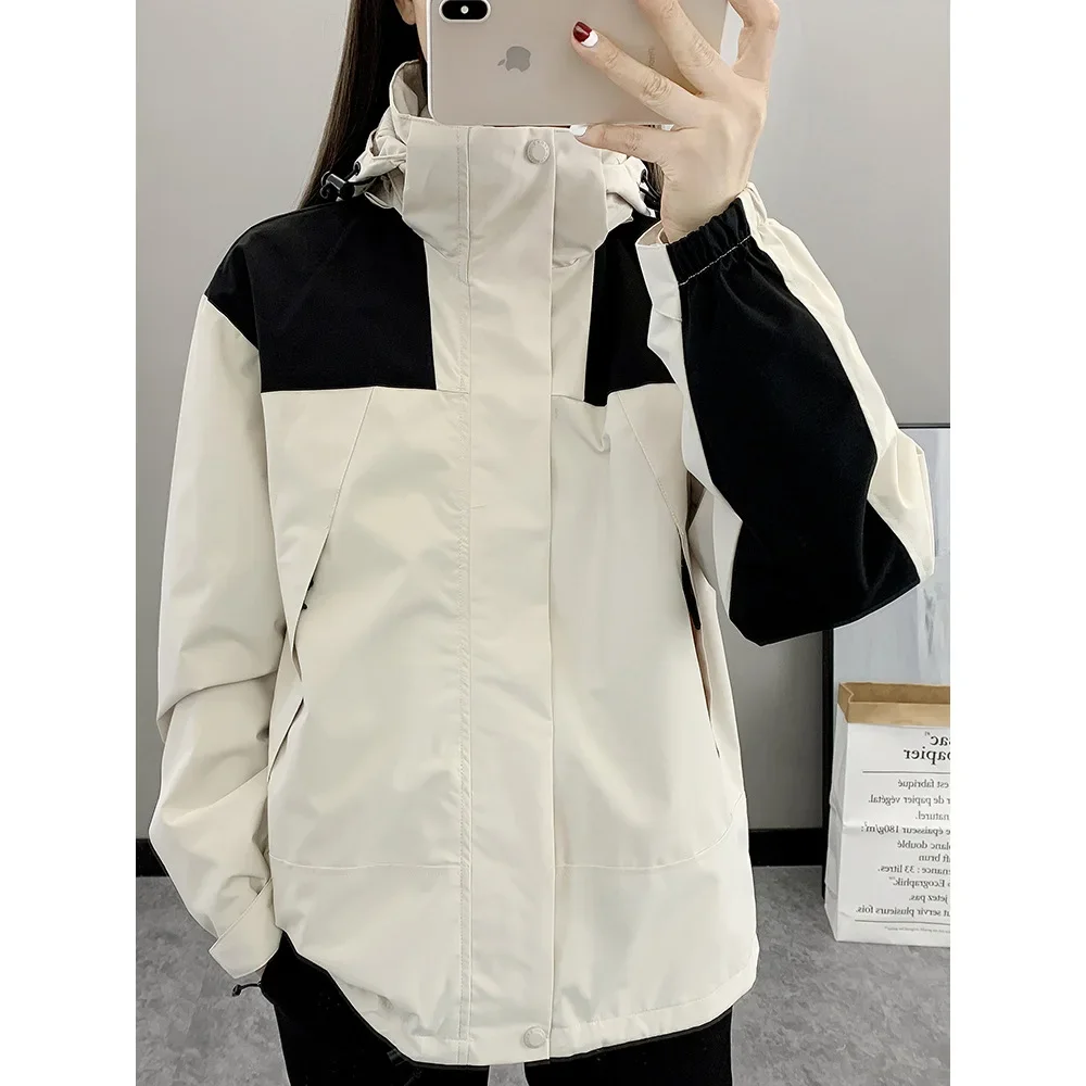 Trendy Outdoor Windproof Waterproof Casual Jacket Men's Women's Spring Autumn New Style Climbing Fleece Skin Clothes