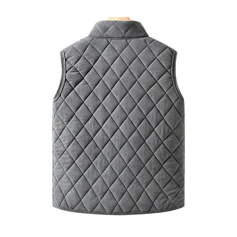 Men’s Quilted Vest Fleece Lined Warm Winter Waistcoat Sleeveless Jacket Casual Outerwear Thick Padded Coat for Cold Weather - Image 5