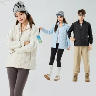 New 2025 Lightweight Thin down Jacket for Women Autumn Winter Couple Thickened Graphene Warm Stand Collar Men's Outerwear