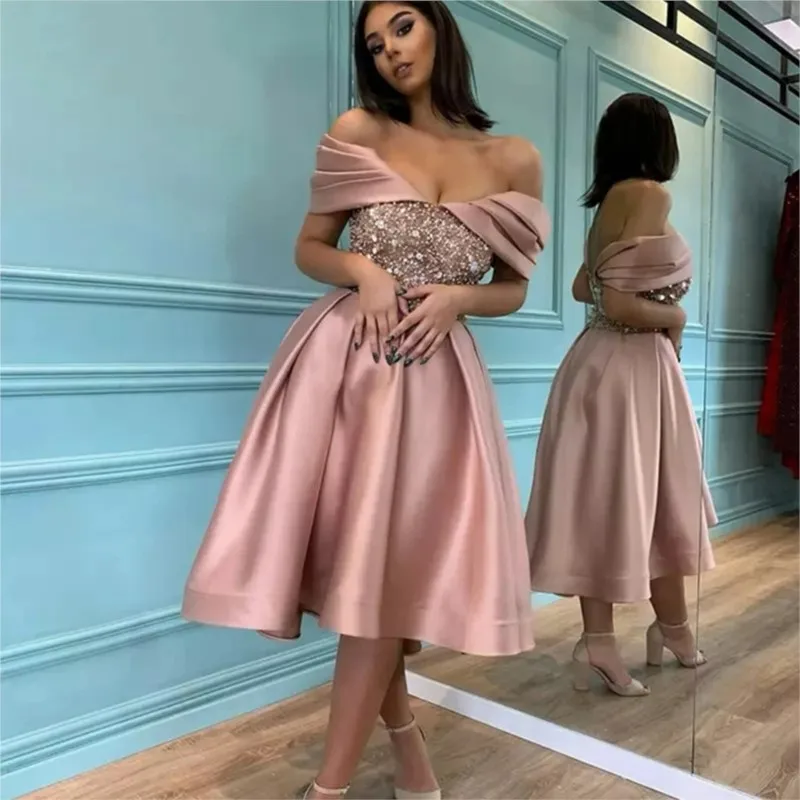 New simple and elegant long sequined off-the-shoulder banquet dress - Image 2