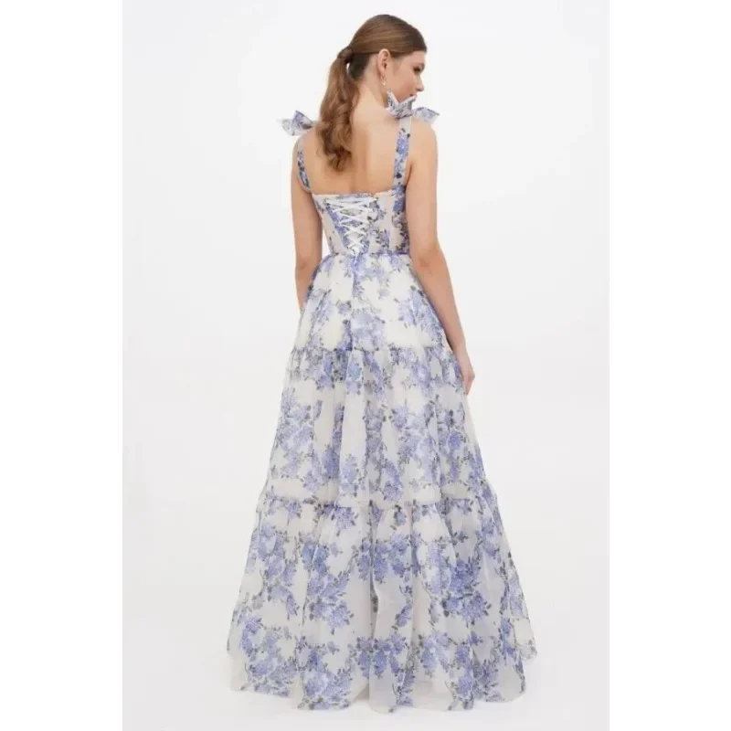 2025 Summer New Off Shoulder European and American Style Women's Fashion Eugen Silk Fairy Style Long Style Evening Dress - Image 4