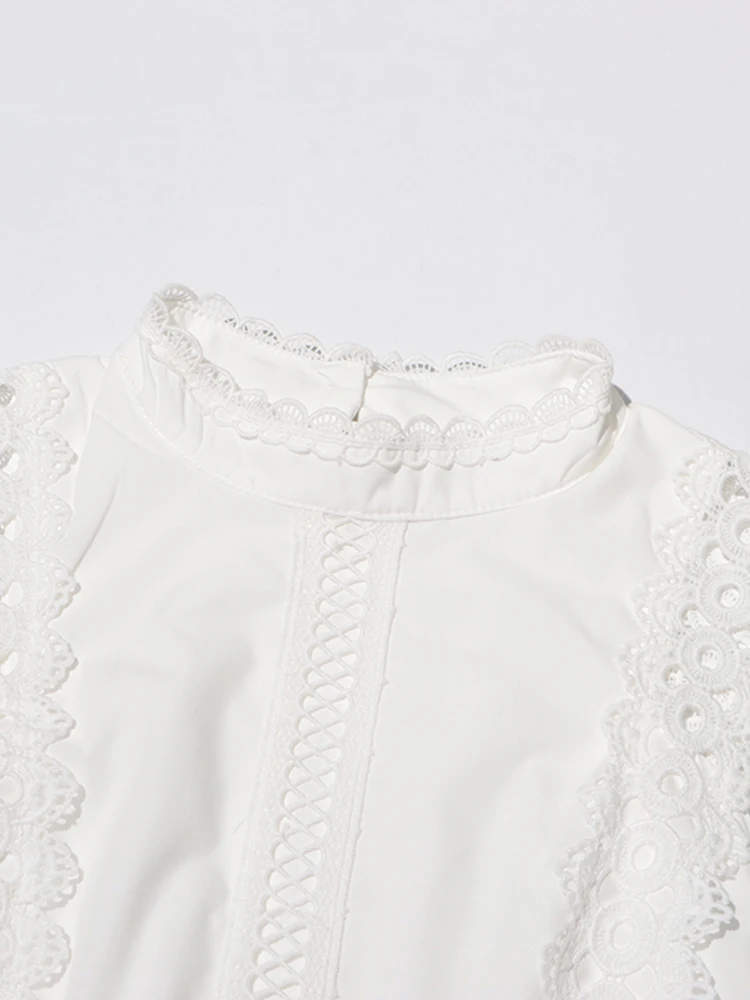 Solid Hollow Out Casual Dresses For Women Stand Collar Sleeveless High Waist Minimalist A Line Dress Female Style - Image 5