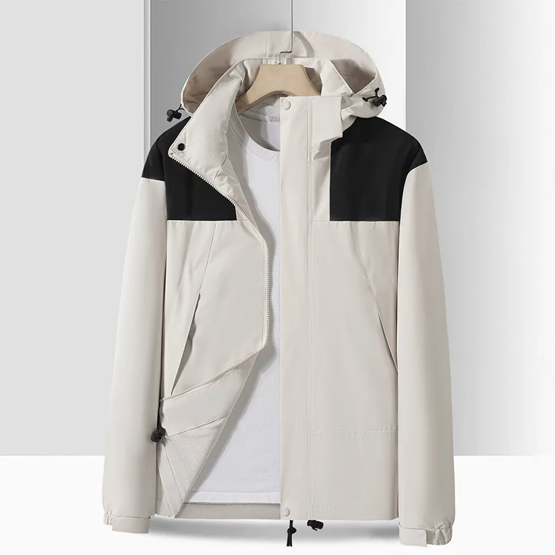 Plus Size Trendy Outdoor Hooded Jacket Thin Climbing Rainproof Windproof Women's Warm Outerwear Polyester Fabric Street Style... - Image 2