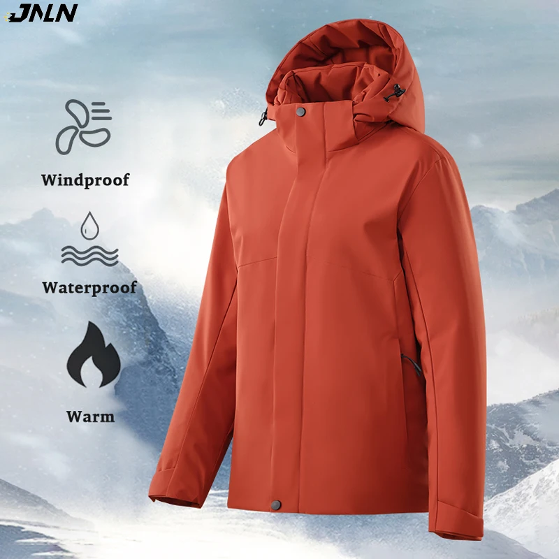 JNLN Winter Warm Windbreaker Unisex Waterproof Windproof Fleece Jackets Men's Women's Hiking Climbing Trekking Skiing Rain Coat