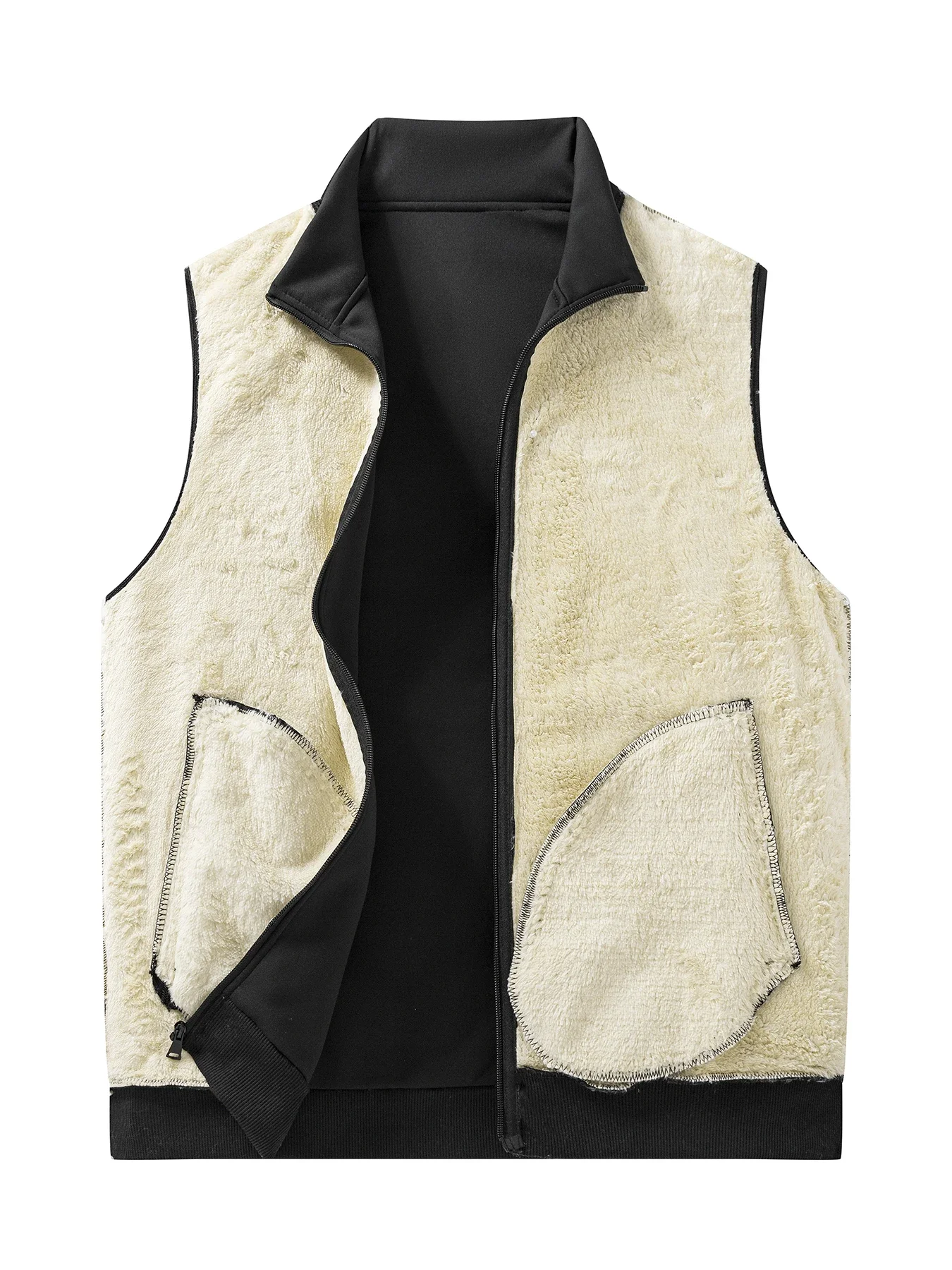 Winter Men's Warm Jacket Vest Thickened Warm Casual Sleeveless Coats Standing Collar Zipper Solid Color Vest Male Athletic Tops - Image 6
