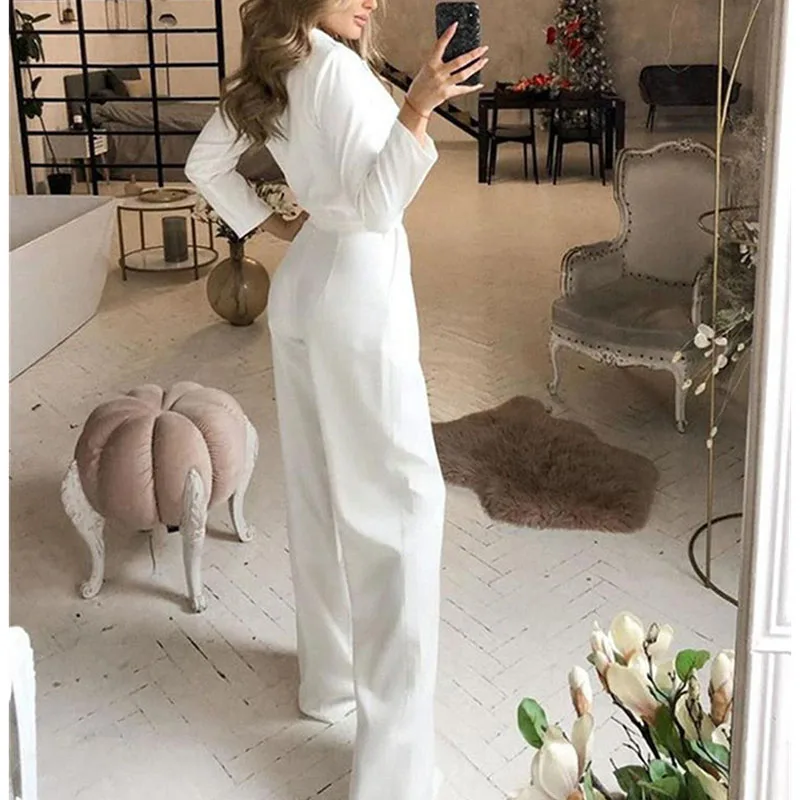 New Chinese Style 2025 Summer Women Long Sleeve V Neck Rompers Overalls One Piece Wide Leg Pants Temperament Commuting Jumpsuit - Image 5