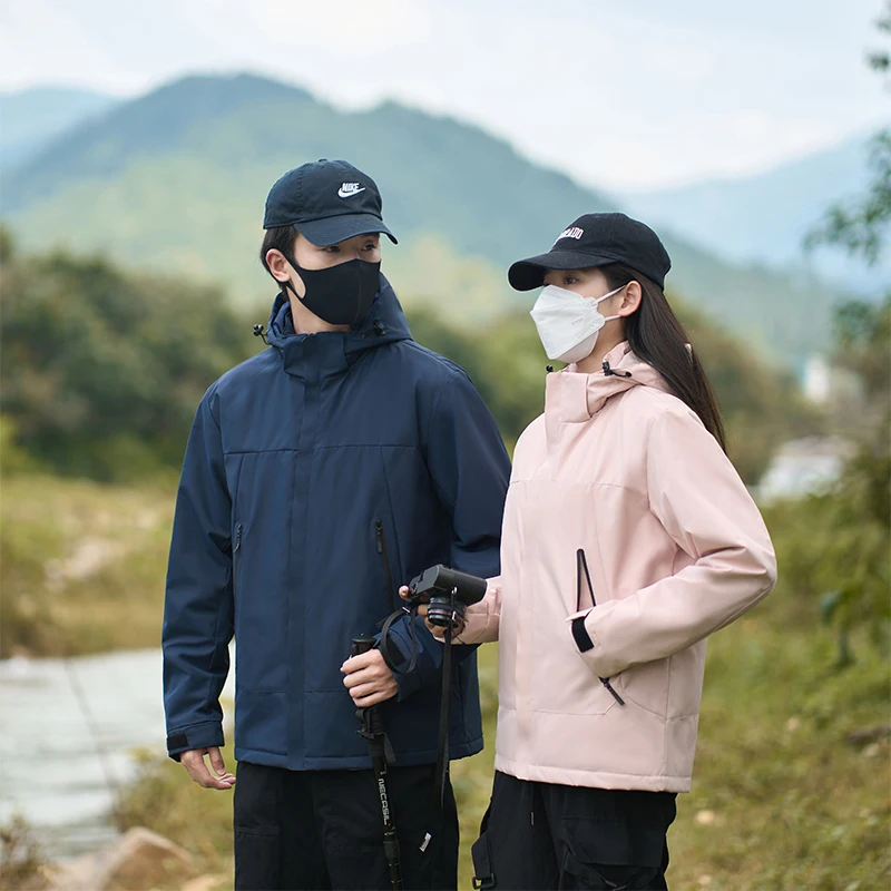 Couple Autumn Winter Windproof Windbreaker Long Sleeve Cardigan Men Outdoor Waterproof Loose Coat Women New Casual Hooded Jacket - Image 3