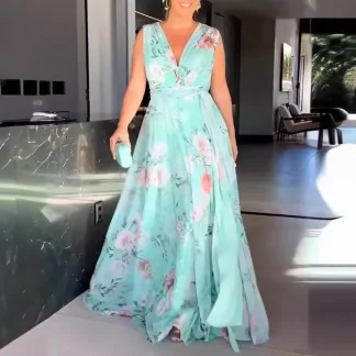 New Women's Off-Shoulder Printed Dress Summer Backless Dress High-End Feel