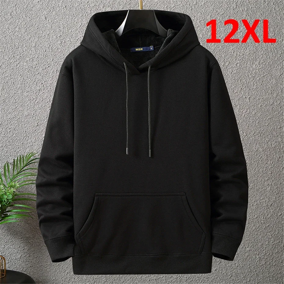 Large Size Men's Hoodie Jacket Hooded Long Sleeve Thick Warm Fleece Lined Sweatshirt Male Casual Winter 10XL 12XL Extra Big Plus - Image 2