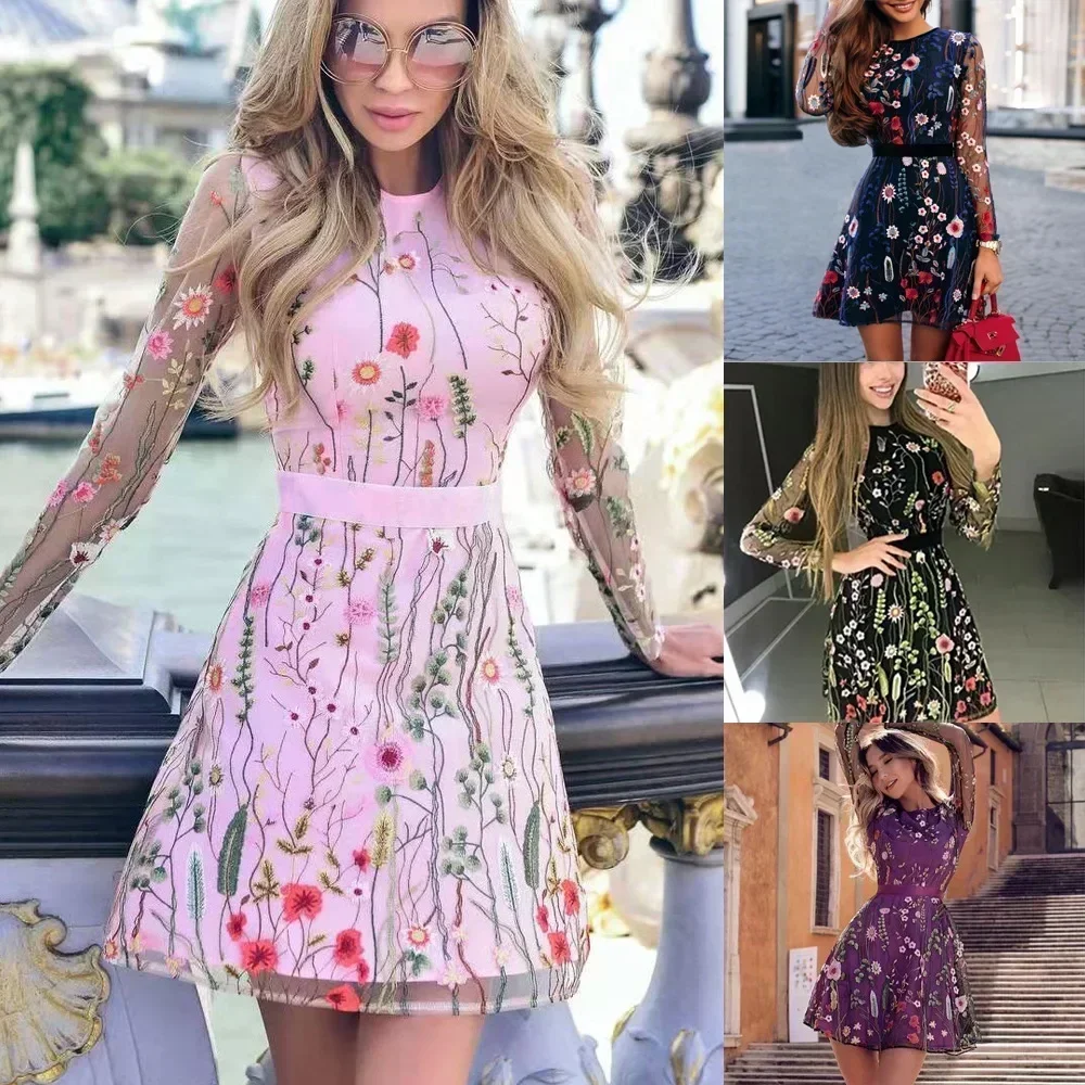 Spring Summer New Chic Dresses For Women A-Line Embroidery Mini Dress Female Casual Short Dresses - Image 2