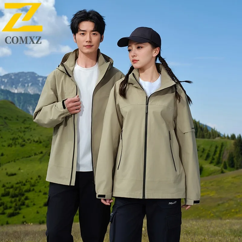 COMXZ Men Autumn Jacket Casual Hooded Hiking Travel Wind Resistant Durable Jackets Minimalist Everyday Lightweight Cozy Coat - Image 2