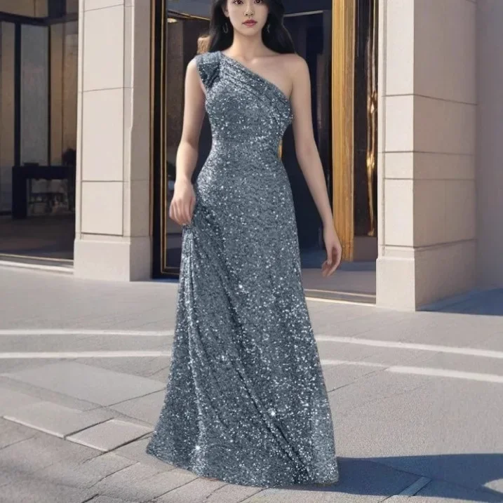 Women Spring Summer Dress Skirt Sequins Sleeveless Solid Color Sheath Casual Elegant Fashion Comfortable Regular Sexy Standard - Image 3