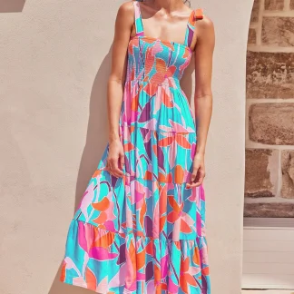 2025 Summer Women's Boho Style Fashion Print Strap Sexy Sleeveless Party Long Dess Casual Beach Maxi Dresses Vestidos Robes