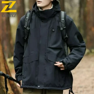 COMXZ 2025 Unisex Mountain Waterproof Windbreaker Jacket Spring Autumn Outdoor Couple Plus Size S8XL Trendy Coat