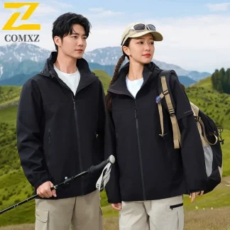 COMXZ Men Autumn Jacket Casual Hooded Hiking Travel Wind Resistant Durable Jackets Minimalist Everyday Lightweight Cozy Coat