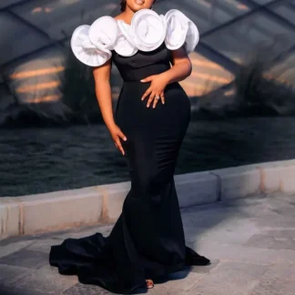 2024 New Cross-Border Black Long Dress High-Waisted Wrap Chest Slimming Smooths Your Silhouette Side Slit Elegant Commuting Big