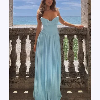 Exquisite Blue Evening Dresses Elegant Sweetheart Pleats Draped A Line High Quality Formal Party Dress Prom Gown Customized
