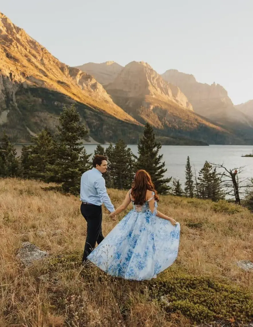 Women’s Floral Print Tulle Prom Dresses Tea Length Corset A Line Fairy Formal Evening Party Gowns Formal Dress Women Elegant - Image 4