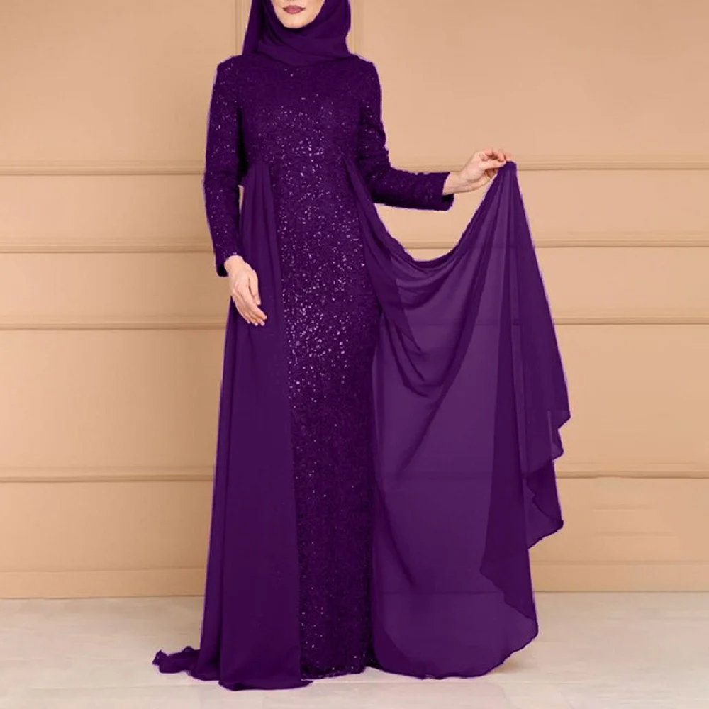 Middle East Sequin Skirt Slimming Long Sleeve Women's Elegant Sweet Style Autumn Winter New Arrival Gown Fresh Cute Fashion - Image 4