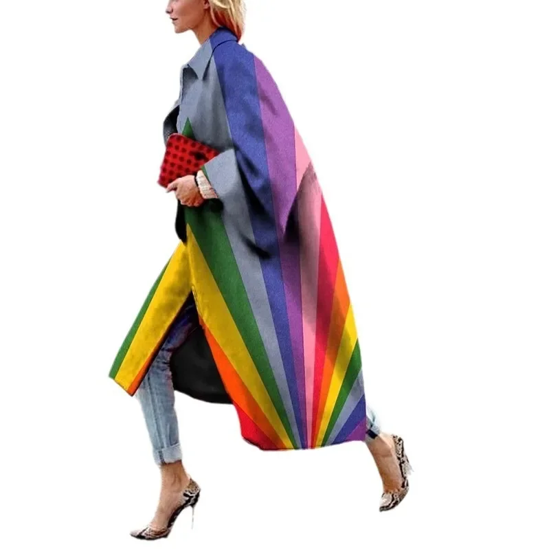 2025 Autumn/Winter New Women's Flare Sleeve Jacket Loose-Fit Printing Long-Sleeve Coat Windbreaker For Juniors Fashion - Image 5