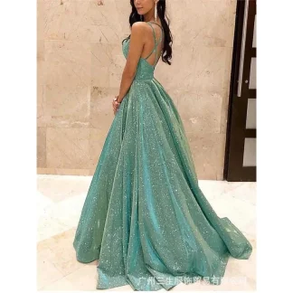 Sexy Strap V Neck Halter Glossy Guest Graduation Celebrity Evening Floor Length Dress Elegant Luxurious Women Corset Party Dress