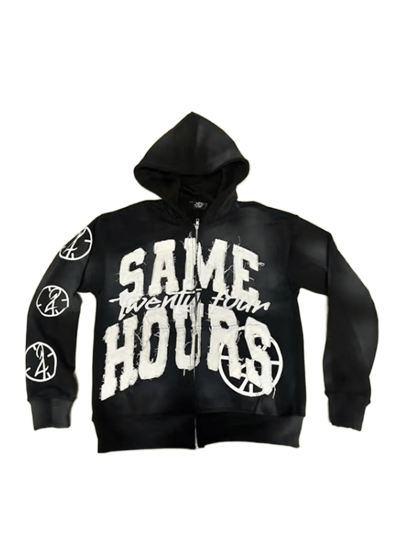 Y2K 印花连帽衫 拉链连帽衫 嘻哈街头风美学卫衣 宽松复古套装 - Image 3