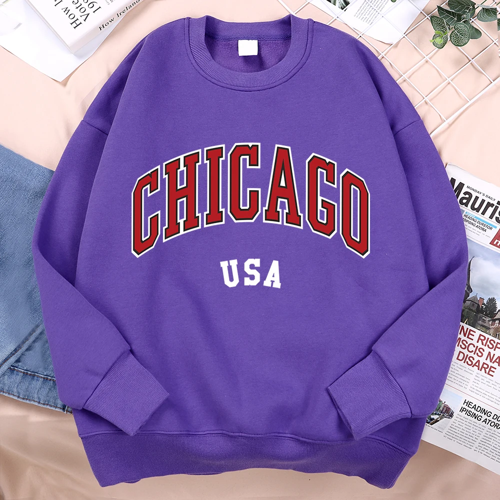Chicago Usa Classic City Graphic Clothing Sweatshirt Man Harajuku Loose Clothes O-Neck Pullover Menswear Fleece Fleece Pullover - Image 3