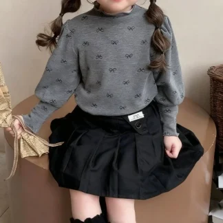 Kids Girls' 2026 New High-Neck Base Shirt Autumn and Winter Children's Long-Sleeve T-Shirt Winter Warm Baby Girl Top