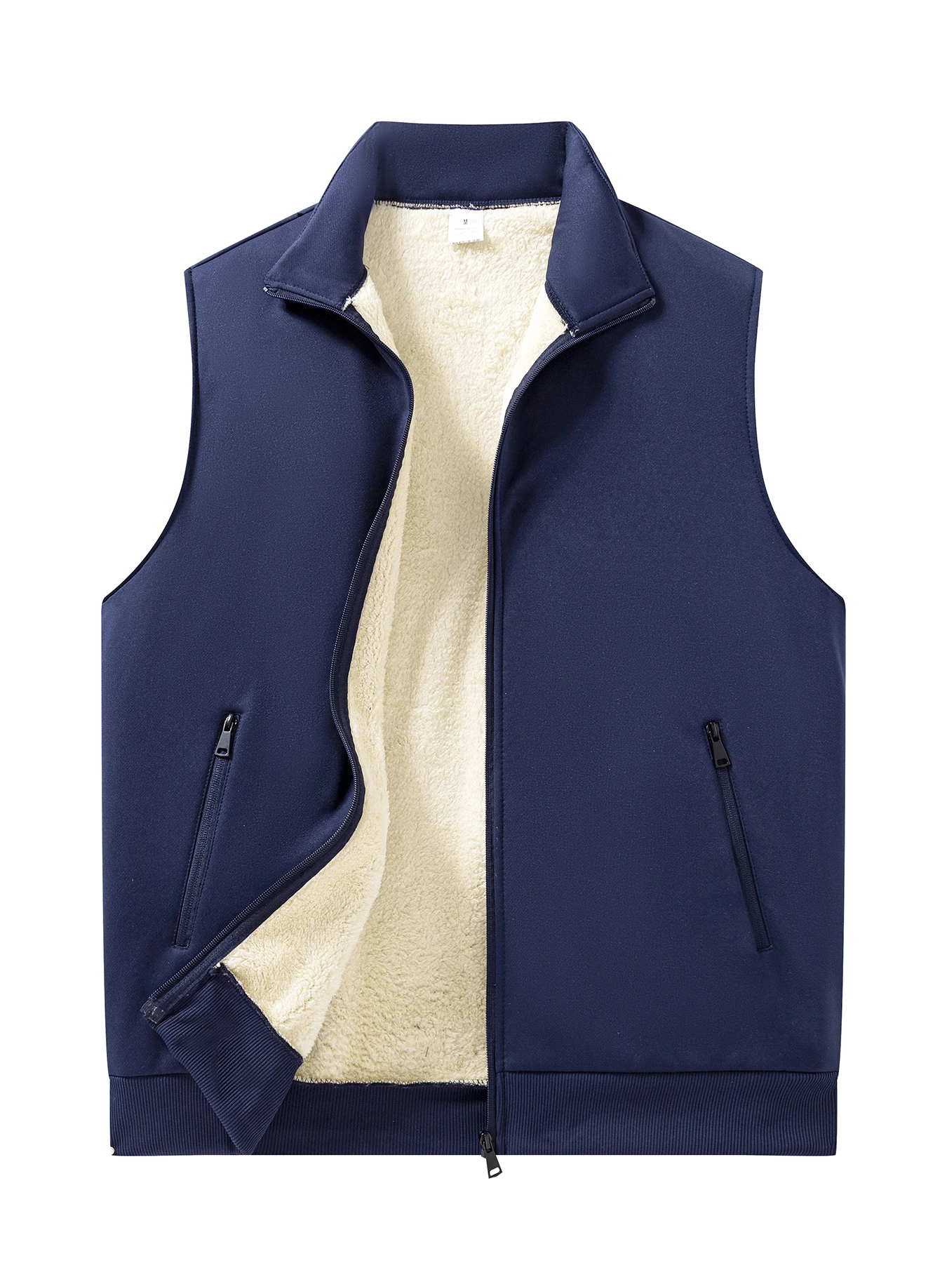 Winter Men's Warm Jacket Vest Thickened Warm Casual Sleeveless Coats Standing Collar Zipper Solid Color Vest Male Athletic Tops - Image 3