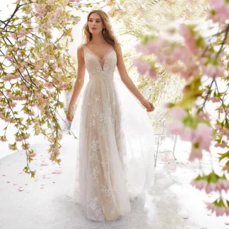 Long Lace Mesh Slim Fit Dress Deep V Neck Sleeveless Wedding Dress Cross-Border Women's Fashion Elegant Draped Gown