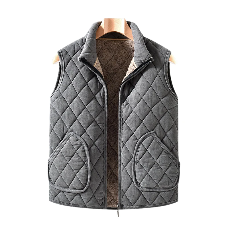 Men’s Quilted Vest Fleece Lined Warm Winter Waistcoat Sleeveless Jacket Casual Outerwear Thick Padded Coat for Cold Weather - Image 3