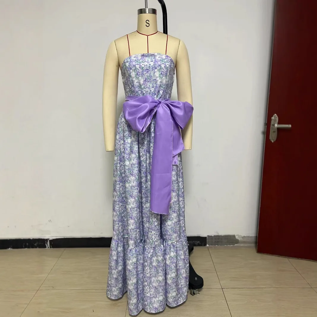 2025 Spring and Summer New Women's Floral French Sexy V-neck Ruffled Skirt with Suspenders Elegant Sleeveless Dress Lady - Image 4