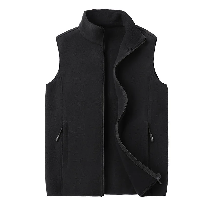 Mens Spring Autumn Fleece Vest Loose Fit Outerwear Plus Size Polar Vest Outdoor Sports Casual Sleeveless Jacket - Image 2