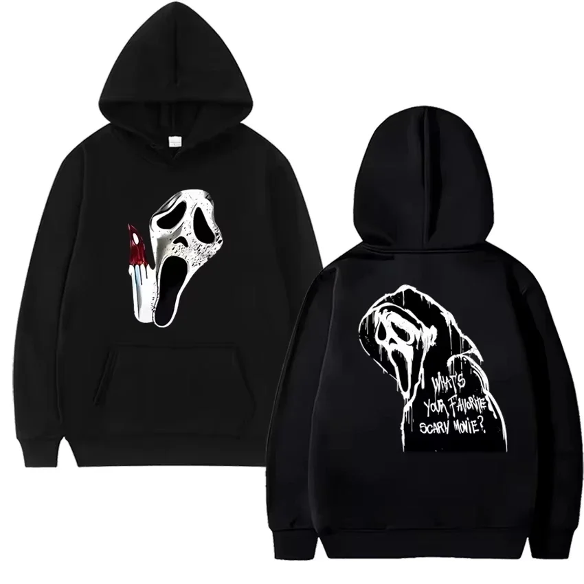 New in Gothic Double Sided Printed Streetwear Men Women VI Ghostface Graphic Hoodie Unisex Fleece Long Sleeve Sweatshirts