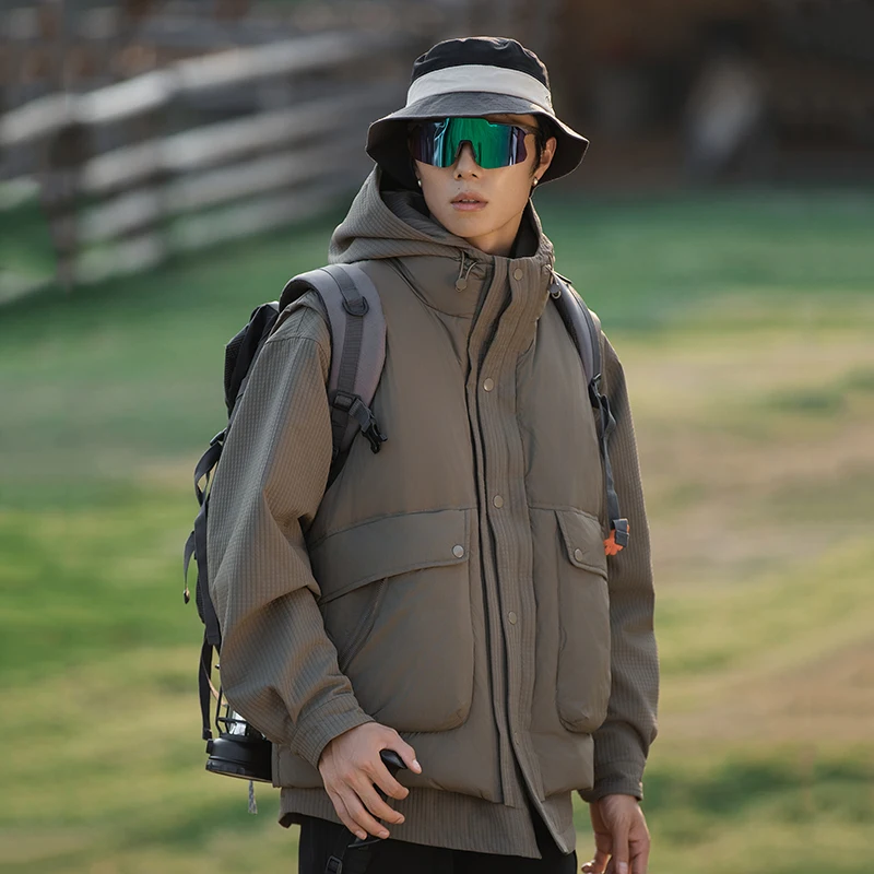 Winter 50% Duck Down Vest Hooded Shirt Jacket Men Women Outdoor Loose Casual Warm Cargo Jacket Parkas Coat Cityboy Outerwear - Image 5