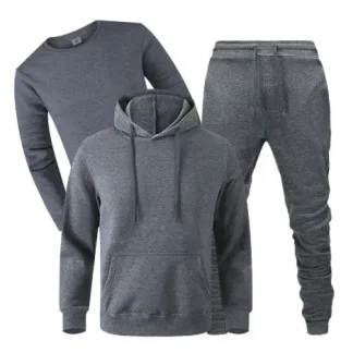 Men's Casual Hoodie Sports Long-sleeve Sweatshirt Hooded Fitness Pullover three-piece sets
