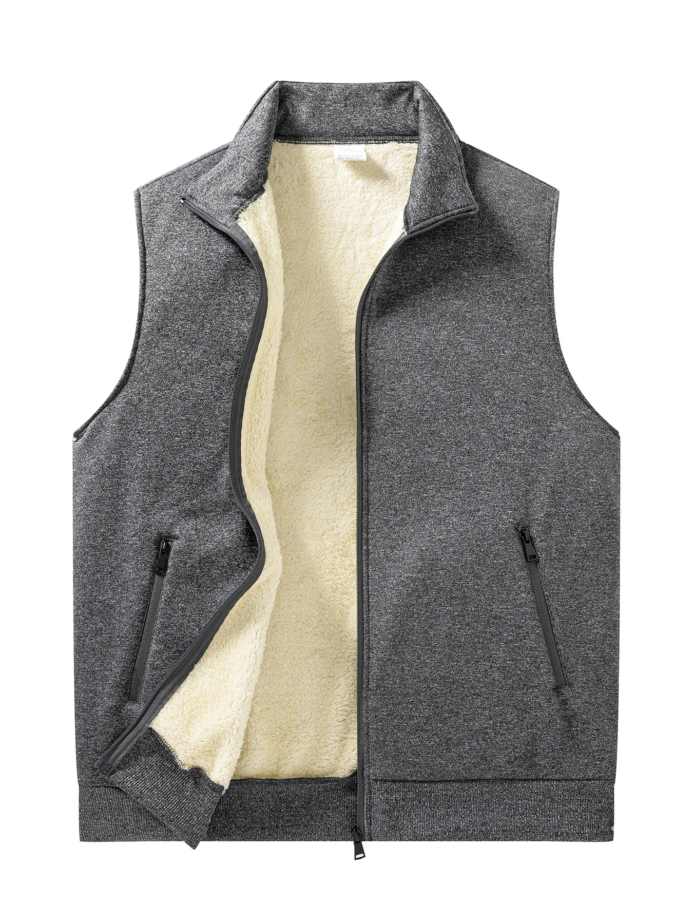 Winter Men's Warm Jacket Vest Thickened Warm Casual Sleeveless Coats Standing Collar Zipper Solid Color Vest Male Athletic Tops - Image 2