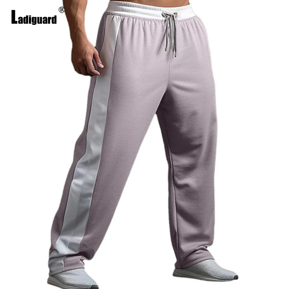2025 Men's Stand Pocket Casual Run Wide Leg Pants Soft Drawstring Trouser Plus Size Mens Fashion Stripe Hip Hop Sweatpants New